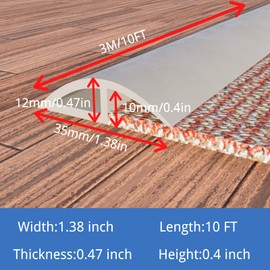 COUKIU 10 FT PVC Floor Transition Strip, Peel and Stick Molding Trim for Threshold Transitions with a Height Less Than 10 mm/0.4in, Carpet & Floor Edging Trim, Carpet to Tile Transition Strip(White)