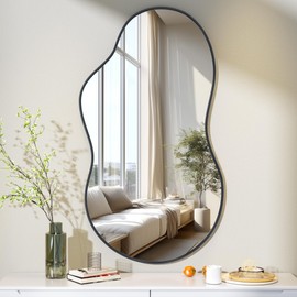 Hasipu Irregular Wall Mirror - 25"x45" Black Irregular Abstract Mirror for Wall Asymmetrical Wall Mirrors Decorative Modern Mirror for Living Room Bathroom,Bedroom,Hallway