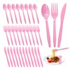 300Pcs Disposable Pink Silverware Set, Plastic Cutlery Set, 100 Forks,