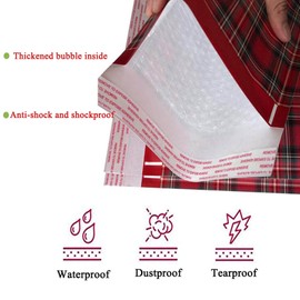 Orgrimmar 10 PCS Poly Bubble Mailers 8.3x9.3 Inch Christmas Envelopes Shipping Bags with Self Seal Adhesive, Waterproof and Tear-Proof Postal Bags-Red Plaid