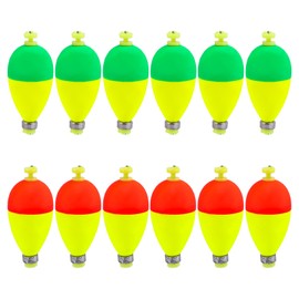 BOXOB 12pcs Fishing Bobbers Floats, EVA Snap on Weighted Foam Bobbers for Fishing Panfish Bass Bluegill Crappie (Oval Shape)