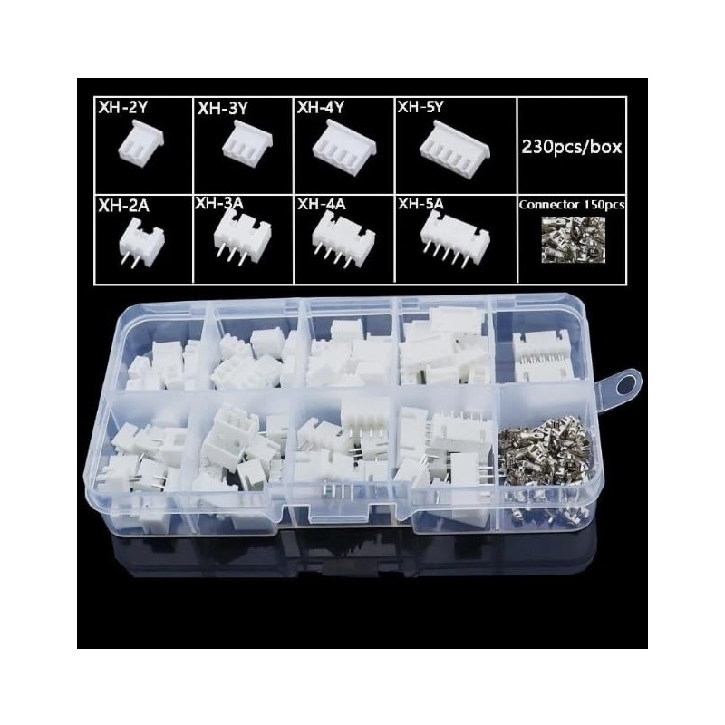 230pcs XH2.54 2p 3p 4pin 2.54mm XH Adaptor Connectors Wire