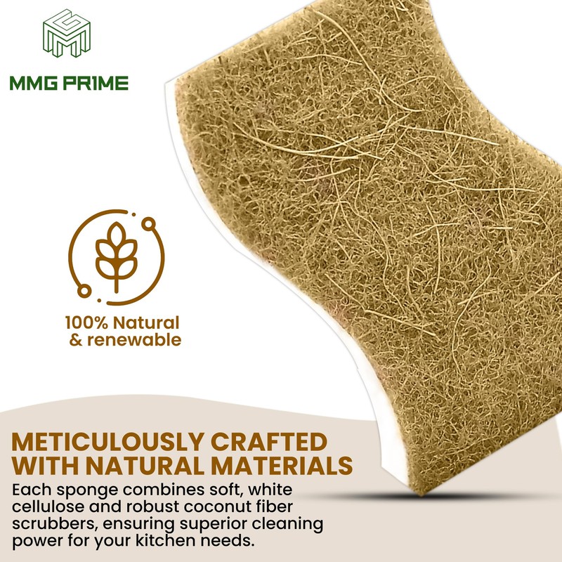 Natural Kitchen Sponge –24-Pack Biodegradable Sponges for Dishes –Compostable Dish