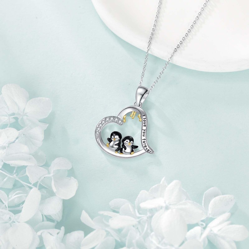JERWLI Penguin Necklace 925 Sterling Silver Penguin Gifts Cute Animal