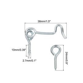 PATIKIL 1.5 Inch Barn Door Latch, 6 Pack Carbon Steel Window Sliding Door Cabin Hook Eye Latch Lock with Mounting Screws for Gate Barn Door, Silver Tone