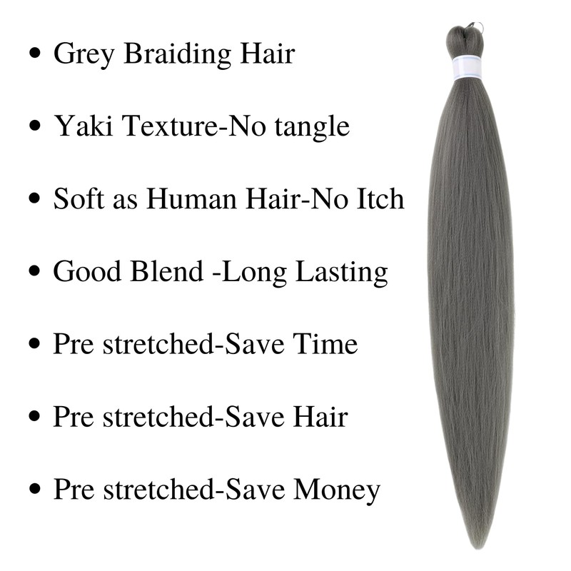 Grey Boho Braiding Hair Pre stretched Curly Braiding Hair Extensions