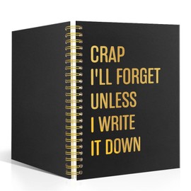 XQLZY I'll Forget Unless I Write It Down Funny Spiral Notebook - 160 Blank Pages Journal, Office Sarcastic Gifts for Men Women Coworkers, Black Humor Gifts, Office Prank Gifts