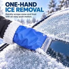 Car Ice Scraper Mitt for Winter – ABS Windshield Snow Scraper with Plush Hand Cover for Frost & Ice Removal