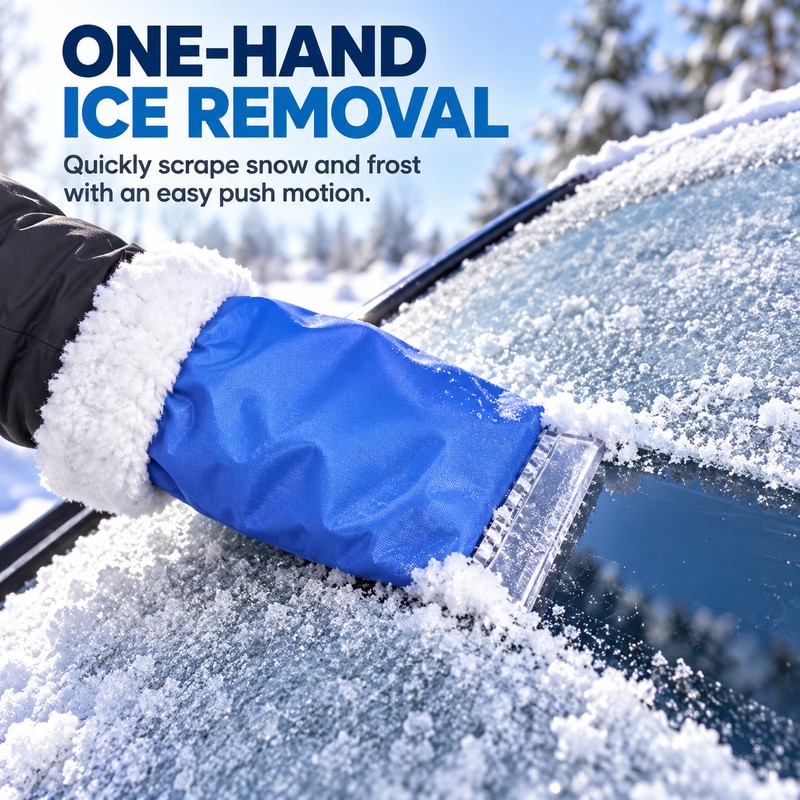 Car Ice Scraper Mitt for Winter – ABS Windshield Snow