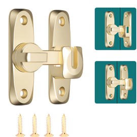 Barn Sliding Door Lock, 90° and 180° Installation Heavy Duty Bolt Lock, Flip Door Lock Latch, Screen Wardrobe Lock Latch Suitable for Barn, Garden, Bathroom, Home Security (1, Gold)