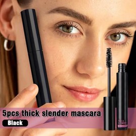 5 Pack Mascara Bulk, Multipack Mini Black Mascara Pack for Women, Waterproof Voluminous Original Volume Building Eyelash Makeup Set, Lengthening, Defi