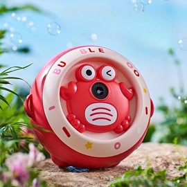 Automatic Bubble Machine for Kids, Cute Crab Design, 3 Colors Available, Outdoor Indoor Bubble Maker Toy (red)