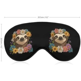 Soft Travel Sleep Eye Mask, Compact Lightweight Accessory for Travel and Daily Use - Floral Sloth Sleep Mask Eye