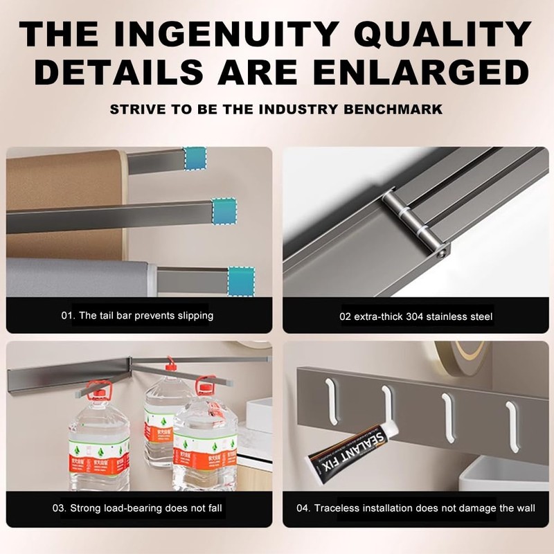 1 x grey towel rail without drilling - space-saving towel