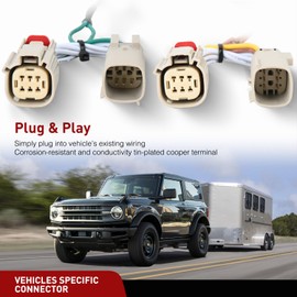 Nilight 4 Pin Trailer Wiring Harness Kit 56471 Vehicle Standard 4 Way Connector Custom for 2021 2022 2023 2024 Ford Bronco without LED taillights Simple Fit Tow Hitch Accessories