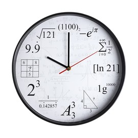 CUGBO Math Wall Clock Mathematical Equations,Silent No Ticking 12Inch Quartz Battery Operated Round Modern Home Office Classroom Decor