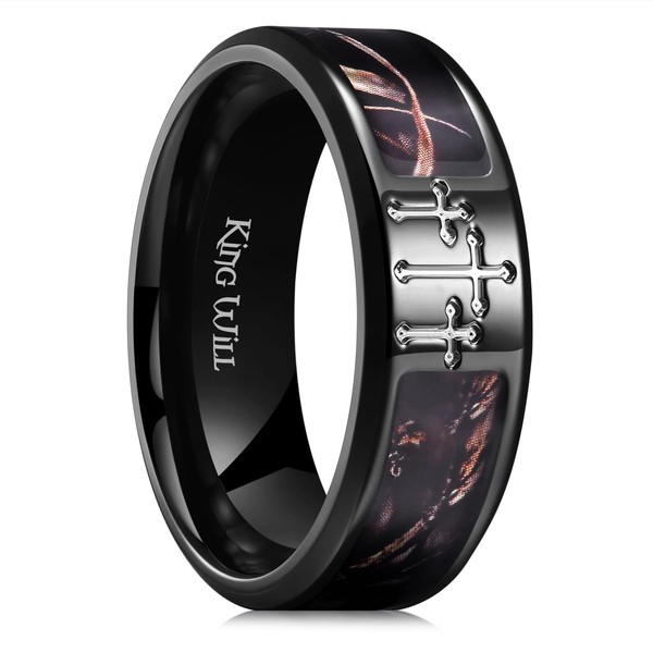King Will Cross Ring for Men Black Plated Titanium Wedding