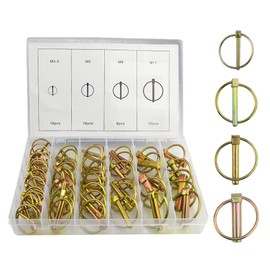 WMYCONGCONG 50 PCS Heavy Duty Lynch Pin Fastener Assortment Kit Linch Pin with Ring for Farm Tractor Trailer Boat Bike