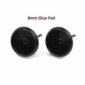 30 pcs. Black Earring Posts Studs Settings Bezels Cabochons Tacks – 8mm Glue Pad
