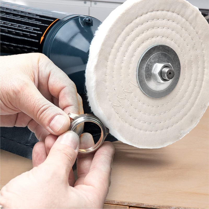 POWERTEC 8-Inch Bench Buffer Jewelry Polisher - Includes 2PCs 80Ply