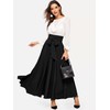 SweatyRocks Women's Elegant High Waist Skirt Tie Front Pleated Maxi