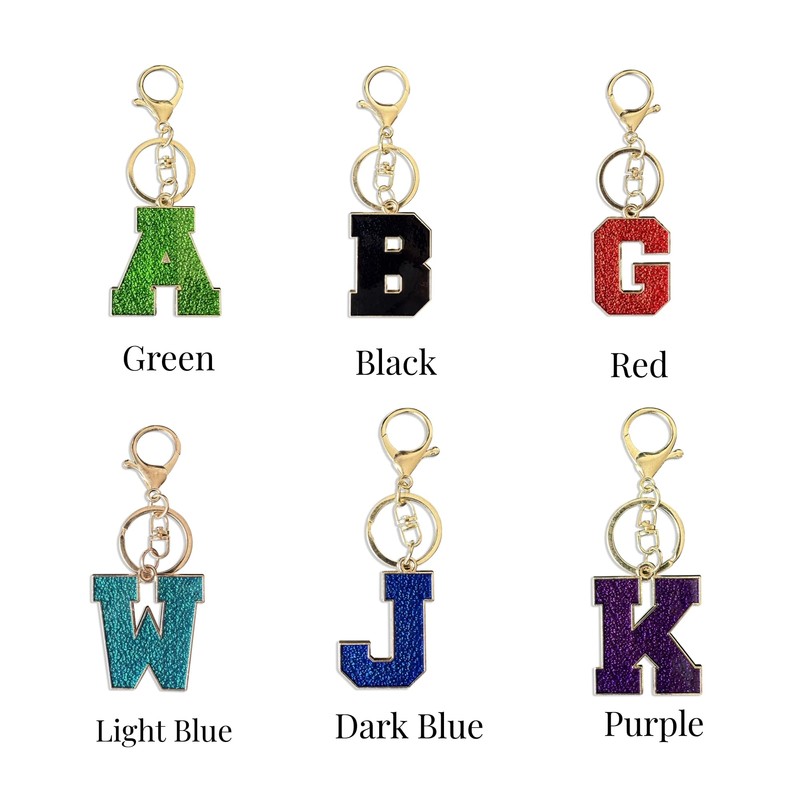 Red Black Letter A-Z Keychain for Women Men Purse Handbags