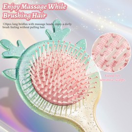 Oumigiz Toddler Hair Brush Mini Brush Set, Travel Hair Brushes for Women, Small Hair Brush for Kids Detangling Thick Curly Wet Dry Hair, Perfect Stocking Stuffers for Toddlers, Girls and Holiday Gifts