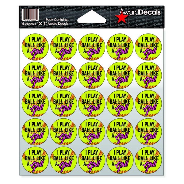 Award Decals Softball Girl Decals (100 Stickers)
