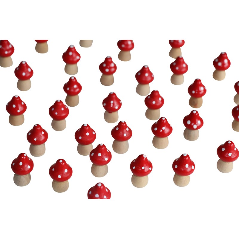 Pack of 12 Toadstools 2.2 cm Wooden Toadstool Lucky Charm