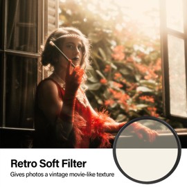 Walking Way 58 MM Retro Soft Focus Lens Filter Vintage Dreamy Cinematic Effect Warm Gold/Yellow Mist Diffusion Filter for Camera Film Portrait