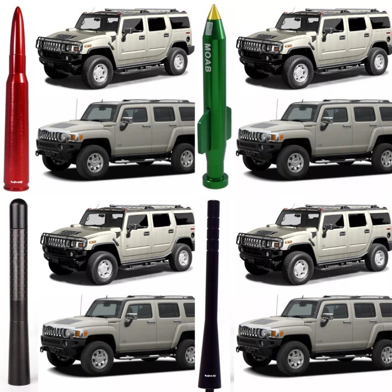 VMS RACING Chrome with Black Tip Bullet Antenna for Hummer