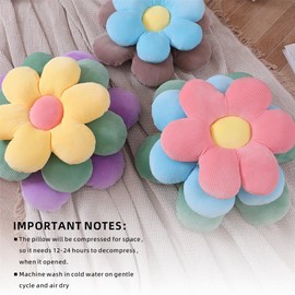 LANFIRE Flower Throw Pillow Seating Cushion Floor Pillow Cushion Flower Shape Bed Sofa Chair Car Seat Nap Throw Cushion (15 inch, White yellow)