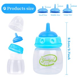 Pet Feeding Bottle,3 Pack 60ml Nursing Bottle, 3 Sizes Nipples with Ventilation Valve Resistant Tearing Perfect for Puppies, Kittens, Small Wildlife (Blue)