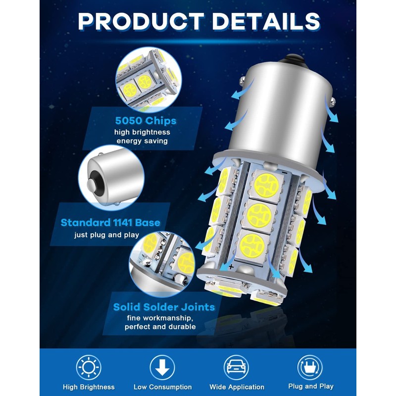 Alopee 12 Pack 1156 LED Bulb White 1141 LED Bulbs