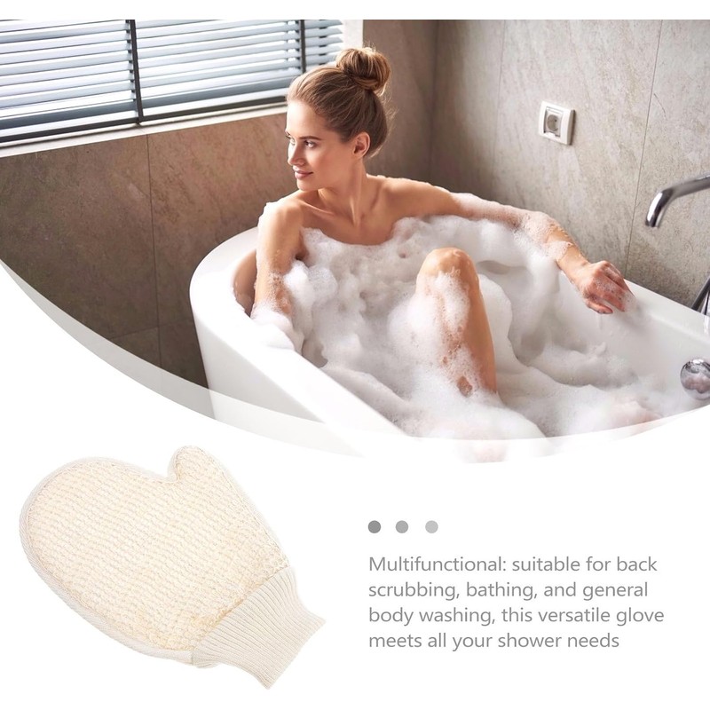 Guantes de Baño de Sisal Beige de Doble Cara para