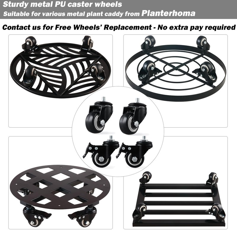 2 Packs Large Metal Plant Caddy with Wheels 13” Heavy-Duty