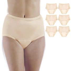 Wearever 6-Pack Women's Nylon Regular Absorbency Incontinence Panties Beige 150 ml 2X (Fits Hip 45-48")