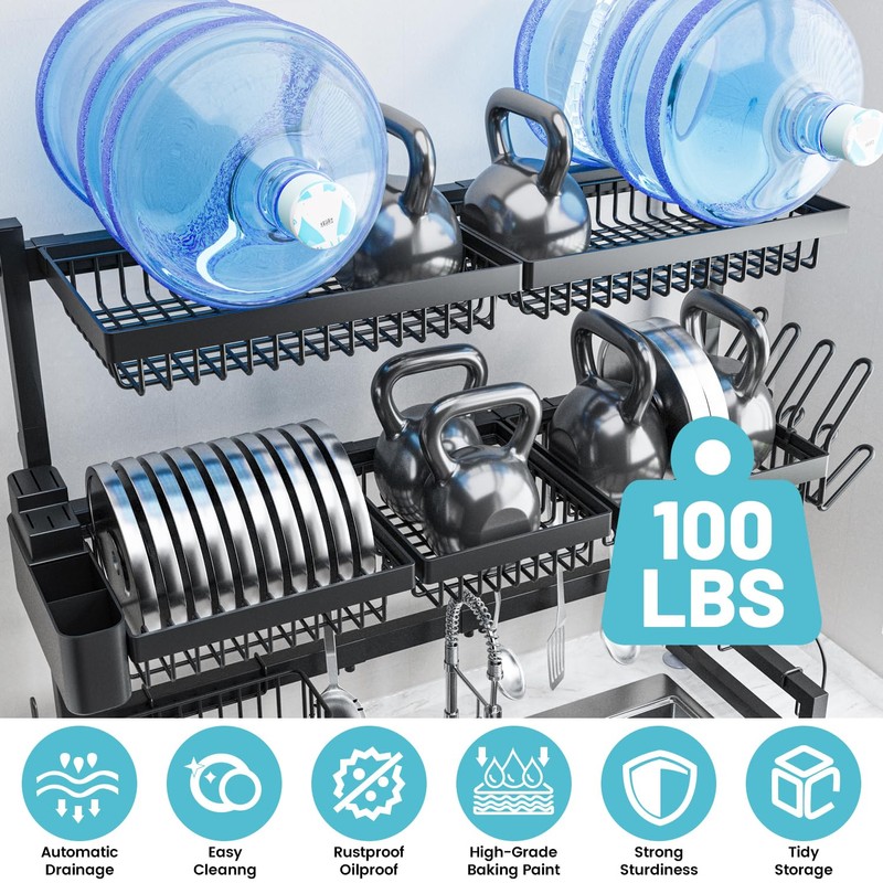 ADBIU Over The Sink Dish Drying Rack (Expandable Height and
