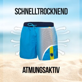 Zagano Swimming Trunks, Men's Swimming Shorts, Board Shorts for Men with Drawstring, Swimming Trunks, Sports Shorts, S-6XL, Made in the EU, Light blue 2, XXL