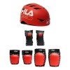 Combo De Casco Y Protecciones Fila Skate Rojo