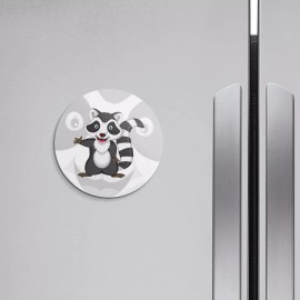 Unbranded Happy Raccoon Animal | 4'' X 4'' Round Decorative Magnet