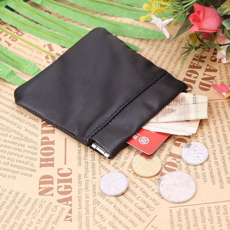 YO-HAPPY Men Ladies Genuine Leather Coin Pouch Snap Top Purse