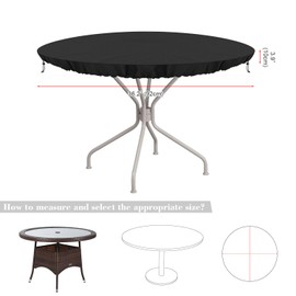 SIMPHAUS Table Cover Garden Furniture Cover Table Top Cover Ice Bin Waterproof Cover Round Table Cover Windproof Cover Coffee Table UV-Resistant 420D Oxford Fabric Diameter 92 x 10 cm
