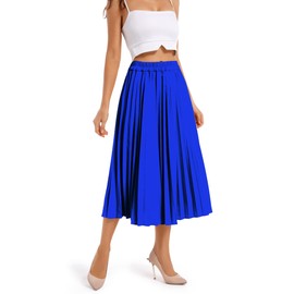 TONCHENGSD Falda plisada retro de cintura alta para mujer, falda plisada con estampado de leopardo, Azul Real, XL
