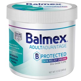 Balmex AdultAdvantage Bprotected Skin Relief Healing Cream, with Zinc Oxide Barrier Cream Protection + Skinshield Soothing Botanicals for Adult Incontinence, Adult Rash and Bed Sores, 12oz (Pack of 2)