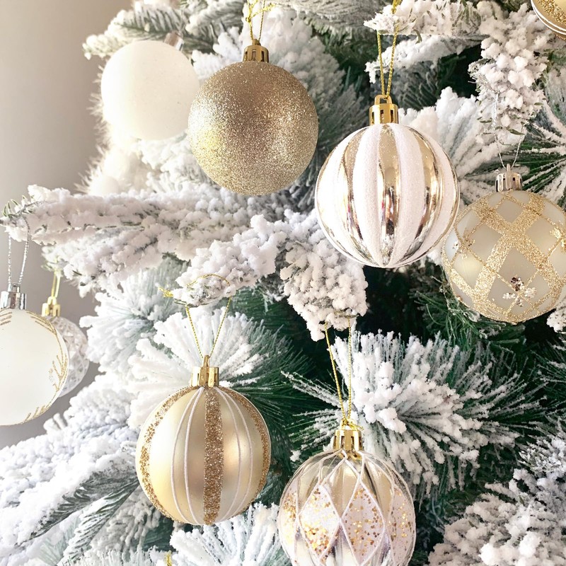 MORAINJAY 24 Pcs Gold Christmas Baubles, Christmas Tree Decorations