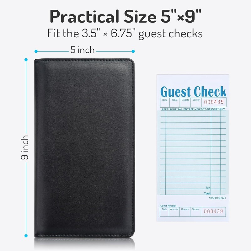 Server Book High Volume, Expandable Server Book,5"×9", Waitress Waiter Book,
