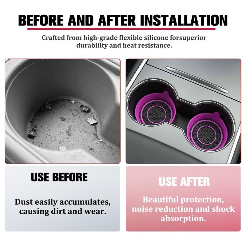 HAMOJUF Car Cup Holder Coaster, 4PCS Waterproof Sift-Proof Embedded in