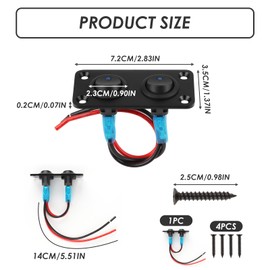 12V-24V Switch Panel Marine Grade - IP20 Waterproof Rocker Switch Panel with LED, 10A 1500V PA66 Flame Retardant, 80,000 Cycles for RV/Campervan/Boat/Yacht/Vehicle