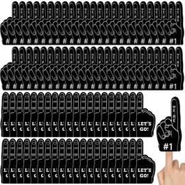 100 Pieces Mini Foam Finger Football Party Favors #1 Sports Fan Foam Finger Football Party Supply Basketball Baseball Soccer Sporting Events Party Supplies(Black)
